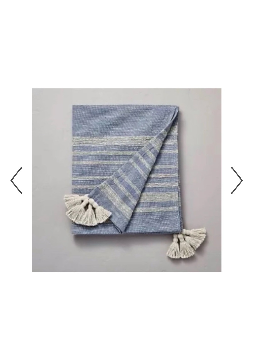 Hearth & Hand Blue Woven Throw with Cream Tassels cotton and linen blend